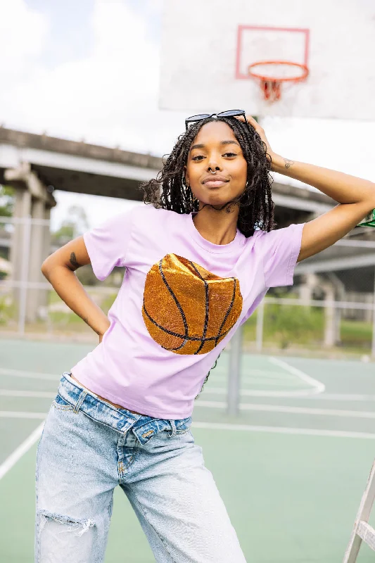 Women's Blouse with High CollarLavender Basketball tee