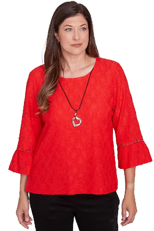 Women's Blouse for ChurchWild At Heart Pointelle Necklace Top