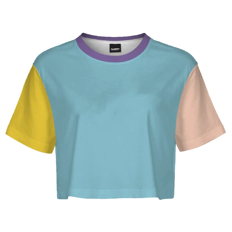 Women's Blouse with V-Shaped CollarPastel Blue Crop Top