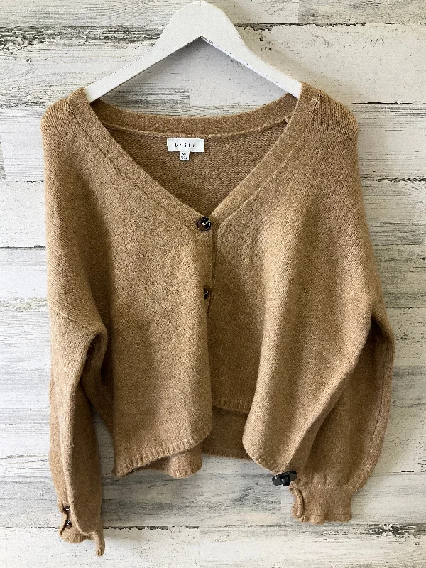 Women's Rounded Collar SweatersSweater Cardigan By Mable In Tan, Size: M