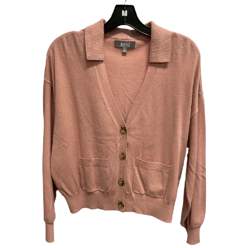 Women's Square CollSweater Cardigan By Marled In Peach, Size: L