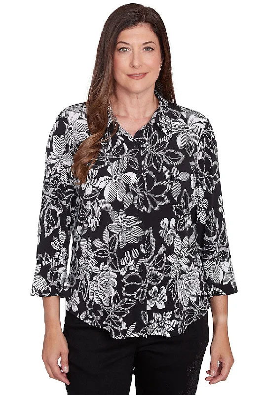 Women's Blouse for BusinessWild At Heart Floral Puff Print Shirt