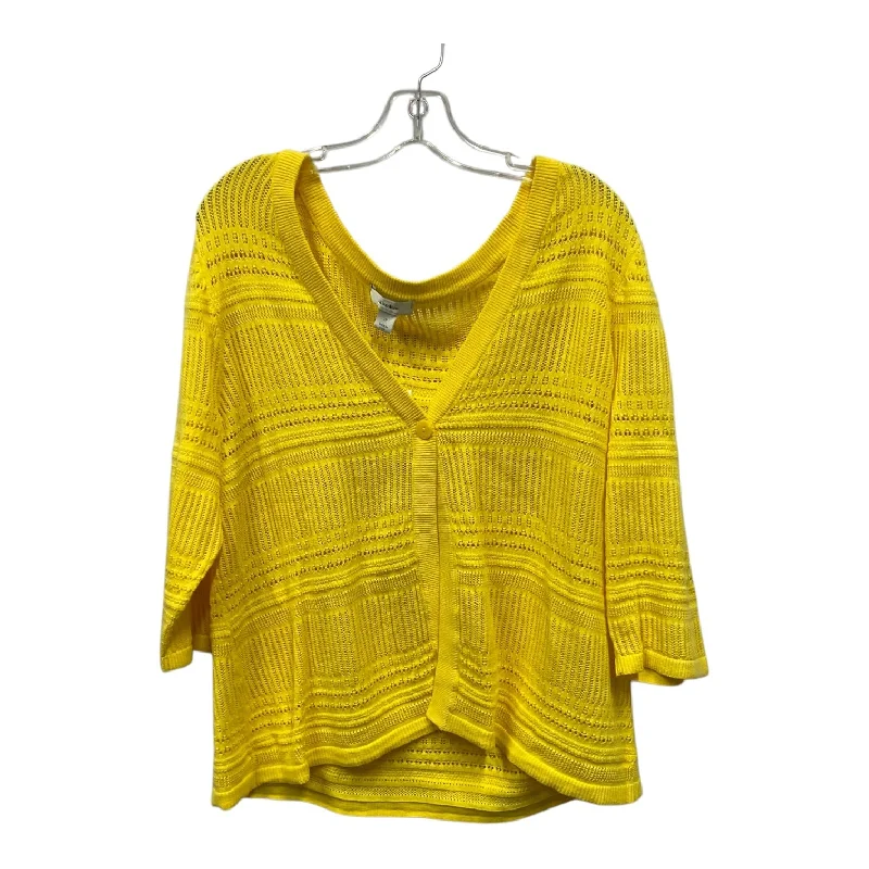 Women's Azerbaijani Wool SweatersSweater Cardigan By Cj Banks In Yellow, Size:1X