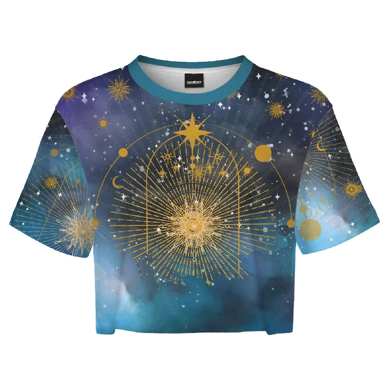 Women's Blouse with High CollarMorning Star Crop Top