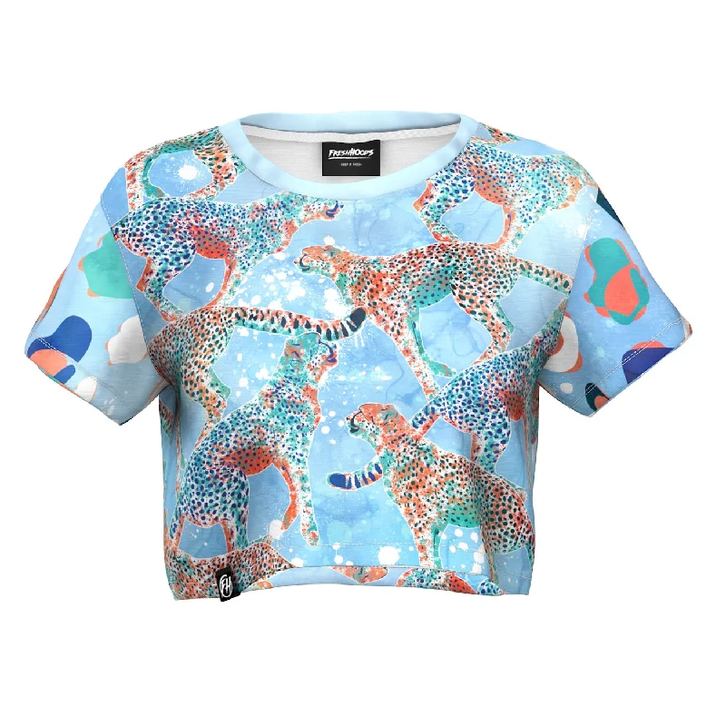 Women's Blouse with Shirt CollarCheetah Dream Crop Top