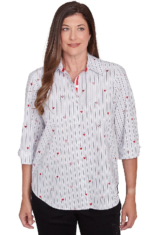 Women's Blouse for PartyWild At Heart Embroidered Pinstripe Shirt