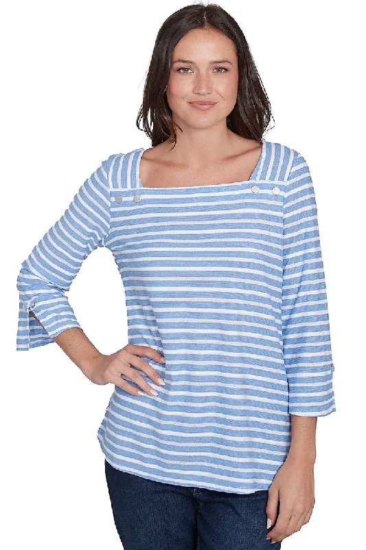 Women's Blouse with HoodResort Ready Striped Square Neck Top