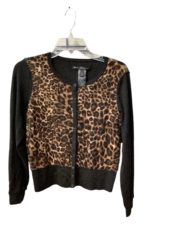 Women's Wide Collar SweatersCardigan By White House Black Market In Animal Print, Size: M