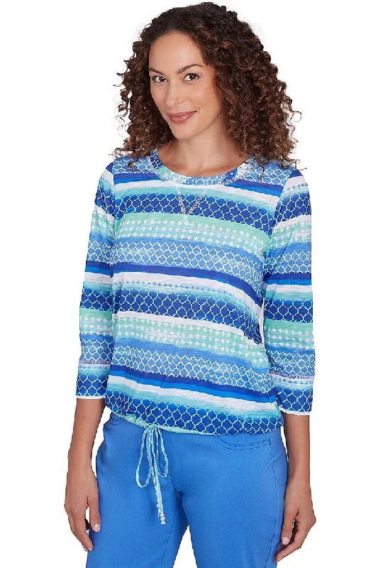 Women's Blouse with FrillsIt Had To Be Blue Blouson Top