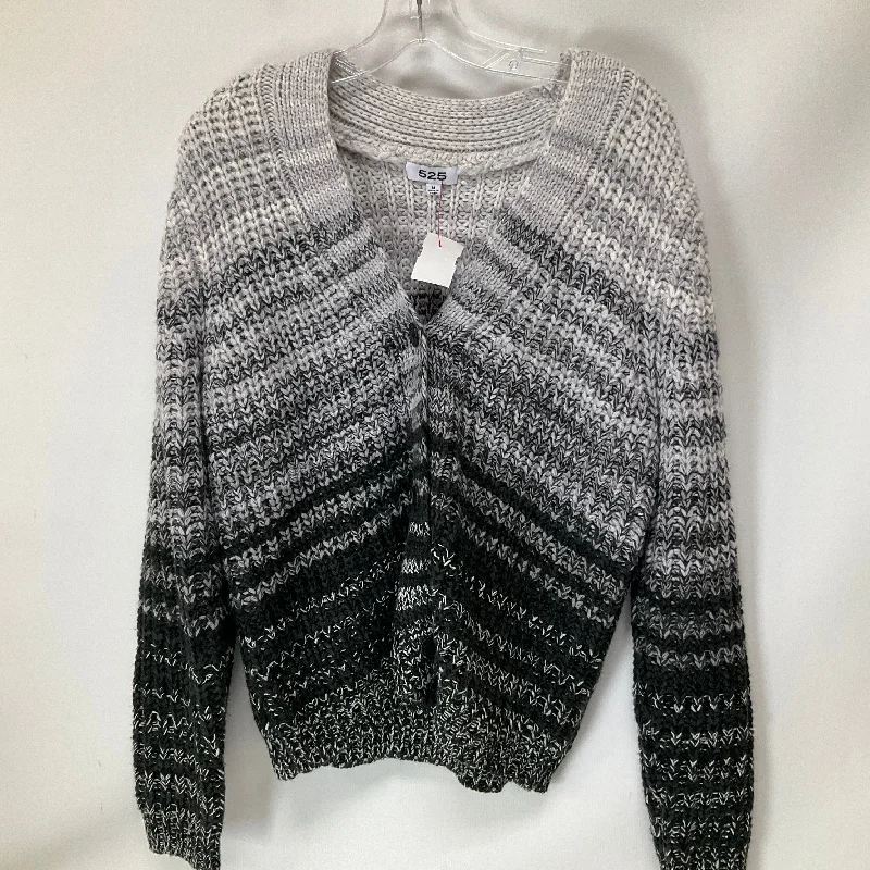 Women's Notched Collar SweatersSweater Cardigan By 525 In Grey, Size: M