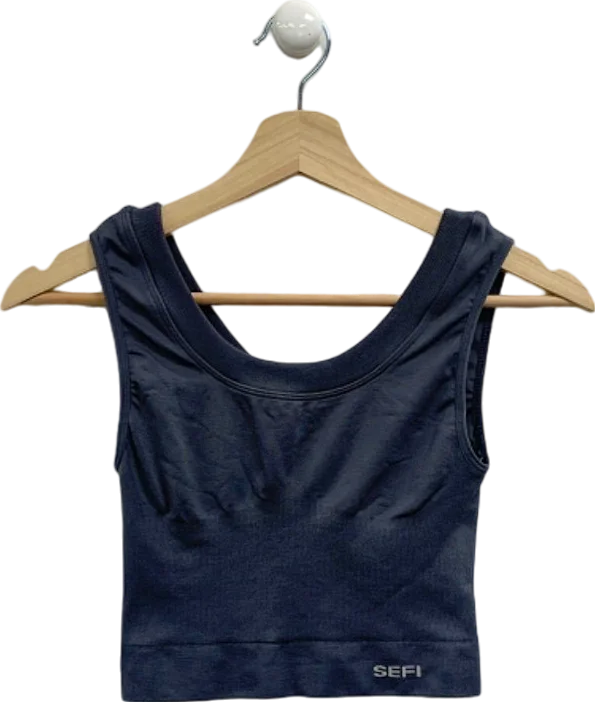 Women's Notched Collar SweatersSefi Grey Crop Top UK XS