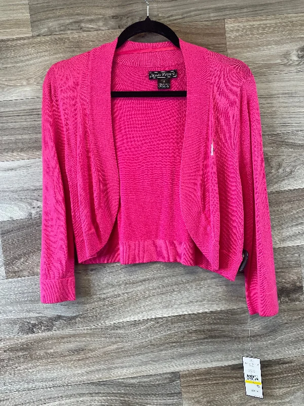 Women's Lapel Collar SweatersCardigan By Jessica Howard In Pink, Size: M