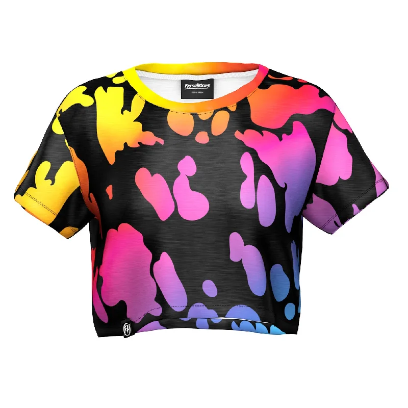 Women's Blouse with Boat CollarRainbow Cow Crop Top