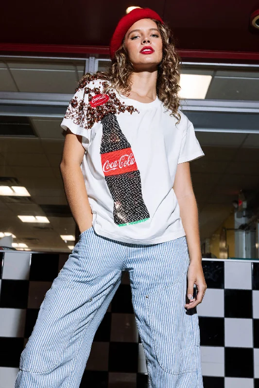 Women's Blouse with Wide CollarWhite Popping Coca-Cola® Bottle Tee