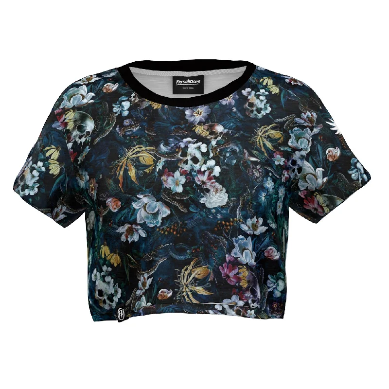 Women's Blouse with Low CollarDeserted Garden Crop Top