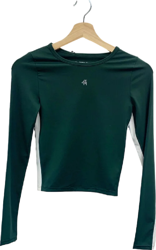 Women's Shirred Sweaters4th & Reckless Forest Green Abby Active Top UK XS