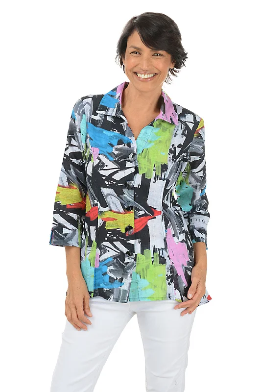 Women's Blouse with Three-Quarter SleevesVita Button-Front Shirt