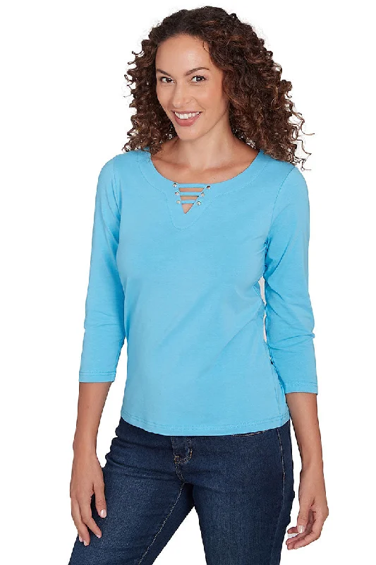 Women's Blouse with Long LengthIt Had To Be Blue Strap Neck Top