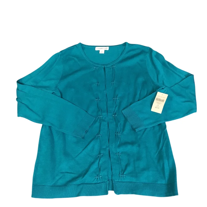 Women's Lapel Collar SweatersCardigan By Coldwater Creek In Teal, Size: M