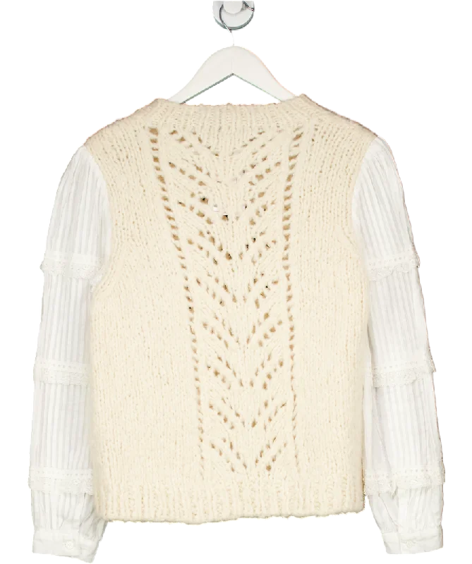 Women's Fitted SweatersSea New York Cream Combo Wool Sweater UK M