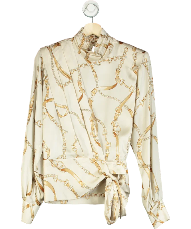 Women's Square Collar SweatersRonny Kobo Beige Eliza Blouse UK S