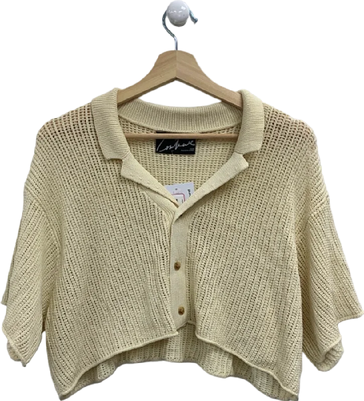 Women's High Collar SweatersThe Couture Club Beige Knit Cropped Cardigan UK 8