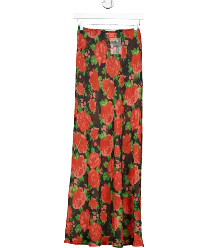 Women's Patterned SweatersNever Fully Dressed Red Floral Sheer Maxi Skirt UK 8