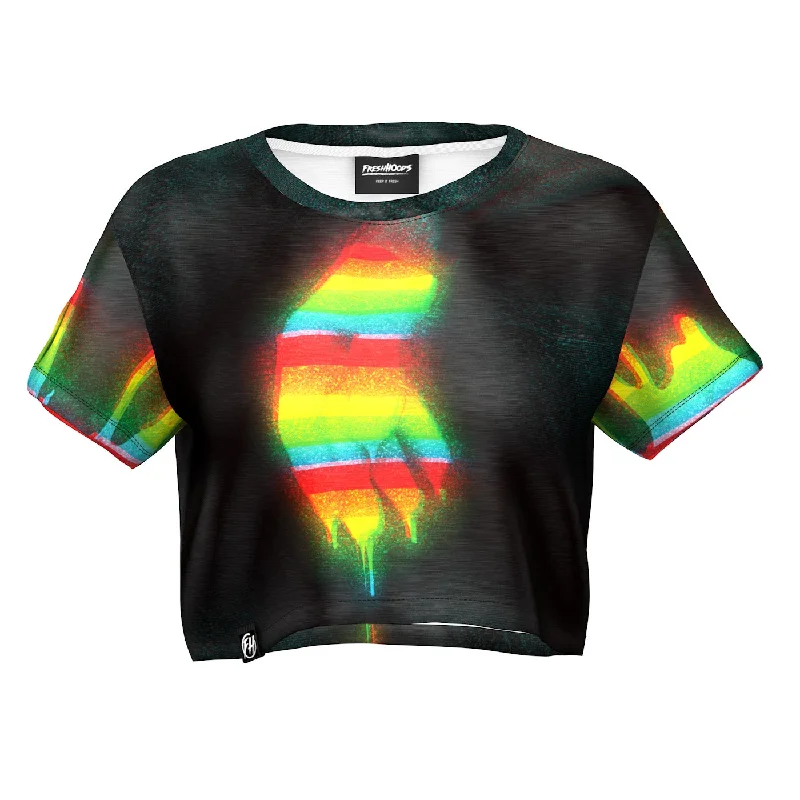 Women's Blouse with Square NeckA Handful Rainbow Crop Top