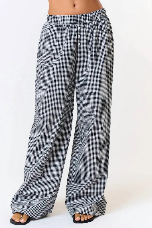 Women's Dress PantsGingham Wide Leg Lounge Pants In Black