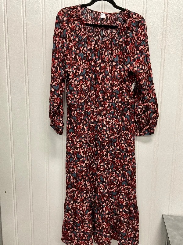 Women's Square Collar DressesDress Casual Maxi By Old Navy In Floral Print, Size: L