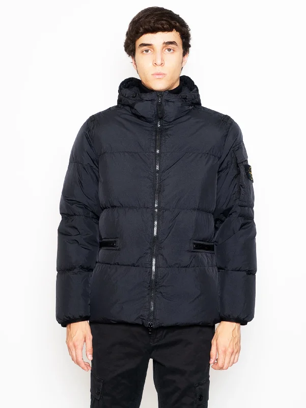 Women's Coats with Fur Trimmed ButtonsGiaccone in Reps di Nylon Riciclato Nero