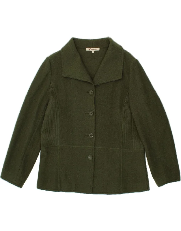 Women's Coats with Fur TrimCLODAGH CALLAGHAN Womens Knit Jacket UK 14 Medium Green Wool