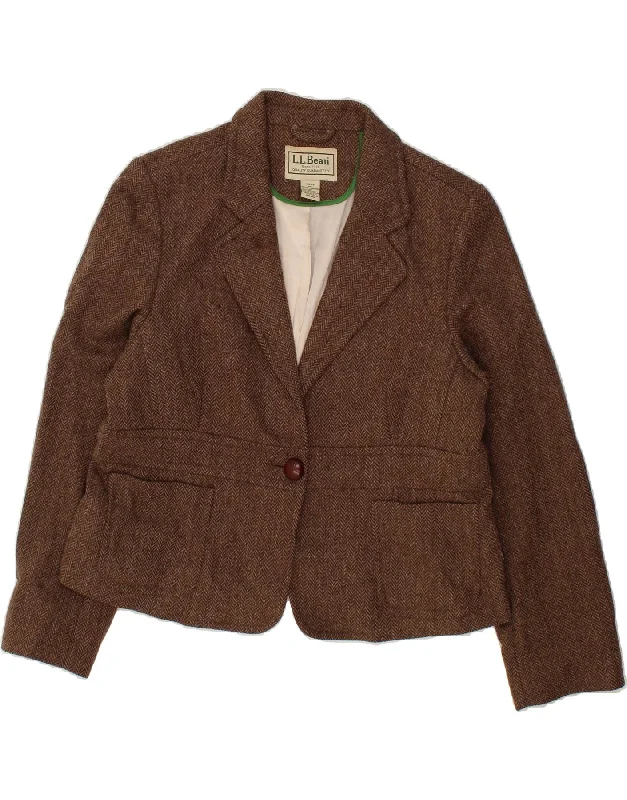 Women's Duffle CoatsL.L.BEAN Womens Petite 1 Button Blazer Jacket US 18 2XL Brown Herringbone