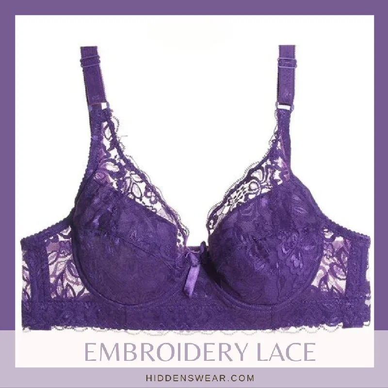 plus-size lace overlay nursing braComfort Embroidery Lace Bra