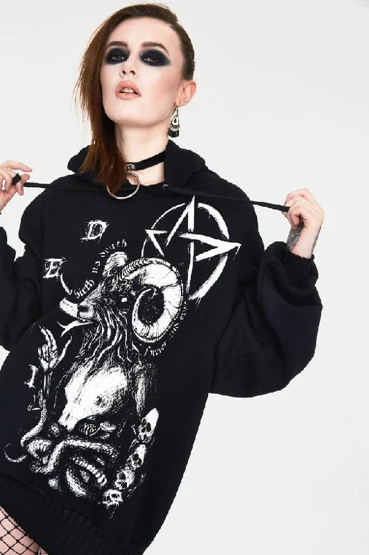 Women's Hooded Sweatshirts with Terry Cloth LiningDevil Tarot Oversized Hoodie