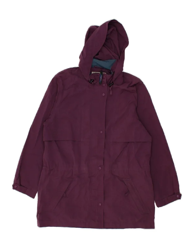 Women's Coats with Fur Trimmed PocketsL.L.BEAN Womens Hooded Raincoat UK 14 Medium Purple Polyester