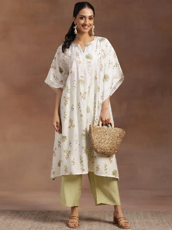 Women's Jumpsuits with Straight HemCream Printed Silk Blend Co-Ords