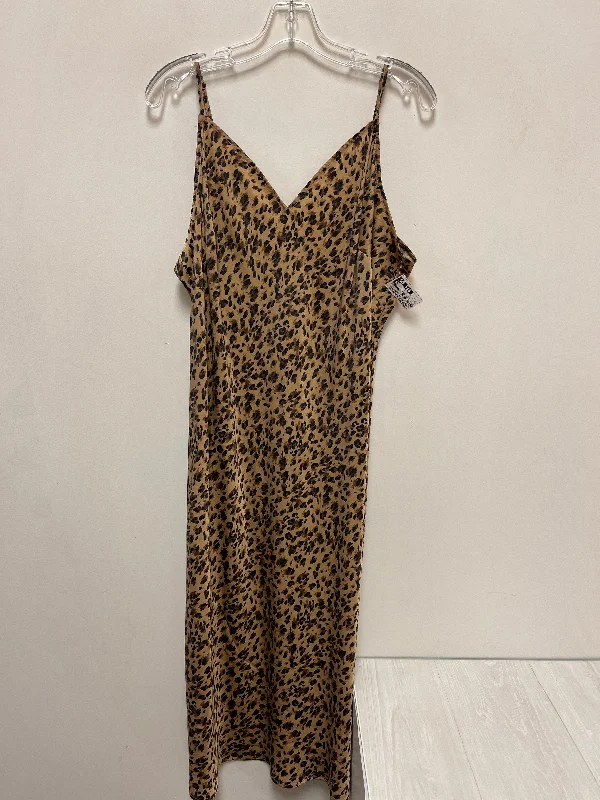 Women's Low Collar DressesDress Casual Maxi By Time And Tru In Animal Print, Size: 2x