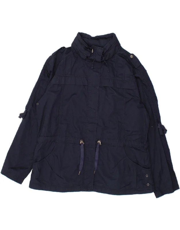 Women's Coats with CollarEDDIE BAUER Womens Hooded Military Jacket UK 20 2XL Navy Blue Cotton