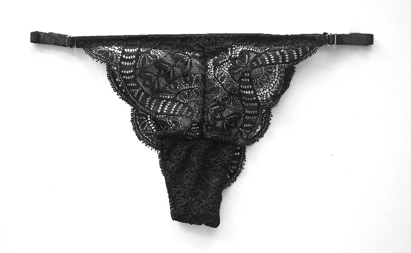 cotton-blend briefs with a built-in bra for added supportCoco Black Lace Underwear