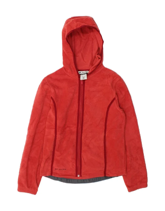 Women's Leather CoatsCOLUMBIA Womens Hooded Fleece Jacket UK 14 Medium Red Polyester