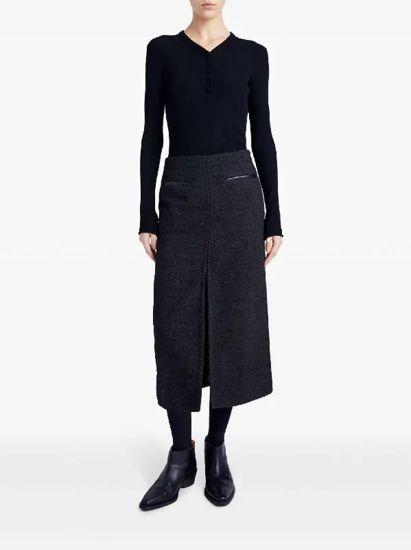 Women's Textured SkirtsKingsley Midi Skirt In Black/grey