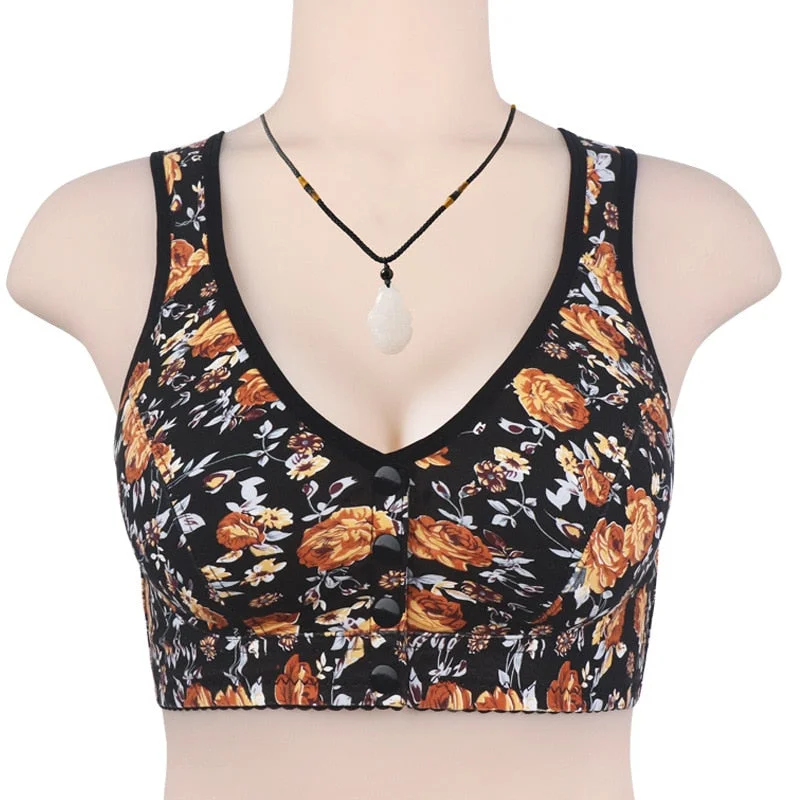 padded bra for small bustsGobetter floral printed button front bra for women cotton soft 36-46