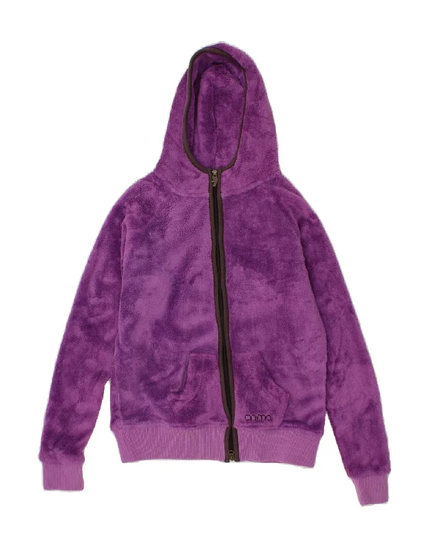 Women's Coats with Fur TrimANIMAL Womens Hooded Fleece Jacket UK 12 Medium  Purple Polyester