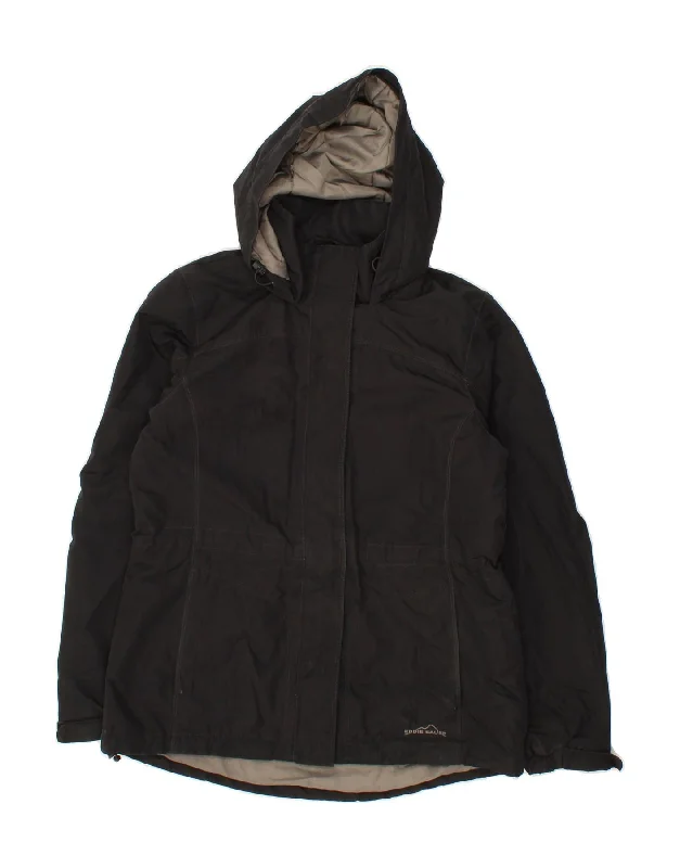 Women's Wool CoatsEDDIE BAUER Womens Hooded Windbreaker Jacket UK 10 Small Black Polyester