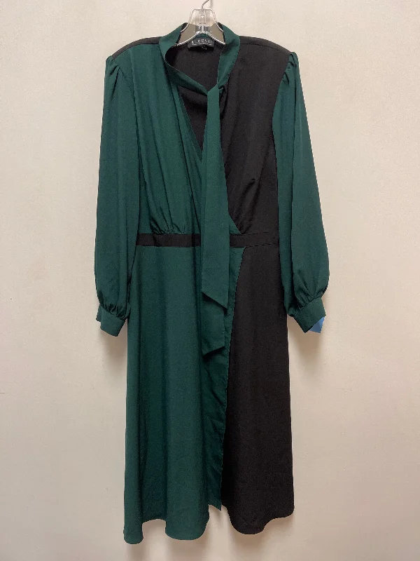 Women's Turtleneck DressesDress Casual Maxi By Eloquii In Black & Green, Size: 1x