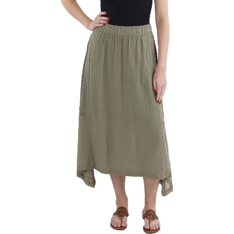 Women's Peter Pan Collar SkirtsWomens Handkerchief Hem Mid Calf Midi Skirt