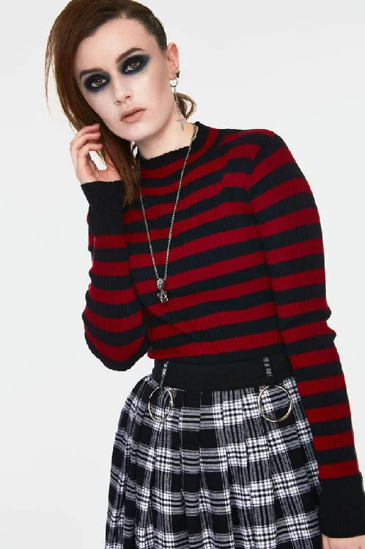 Women's Hooded Sweatshirts with Ombre LiningMenace Stripe Sweater