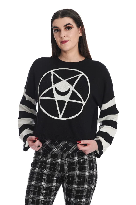 Women's Hooded Sweatshirts with Damask LiningMoloch Pentagram Jumper