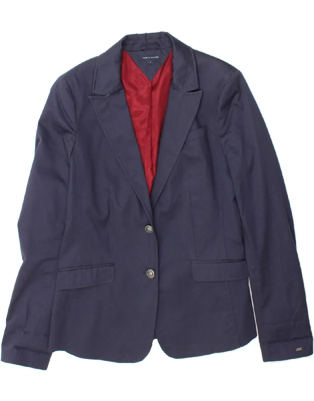 Women's Button-Up CoatsTOMMY HILFIGER Womens 2 Button Blazer Jacket US 8 Medium Navy Blue Acetate